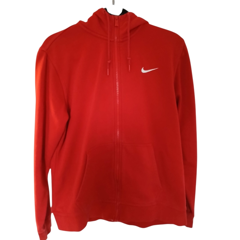 Nike Men's Red Zip-Up Hoodie Vintage